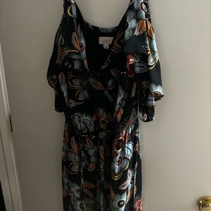 LOFT Blue Dress with Colorful Floral Design